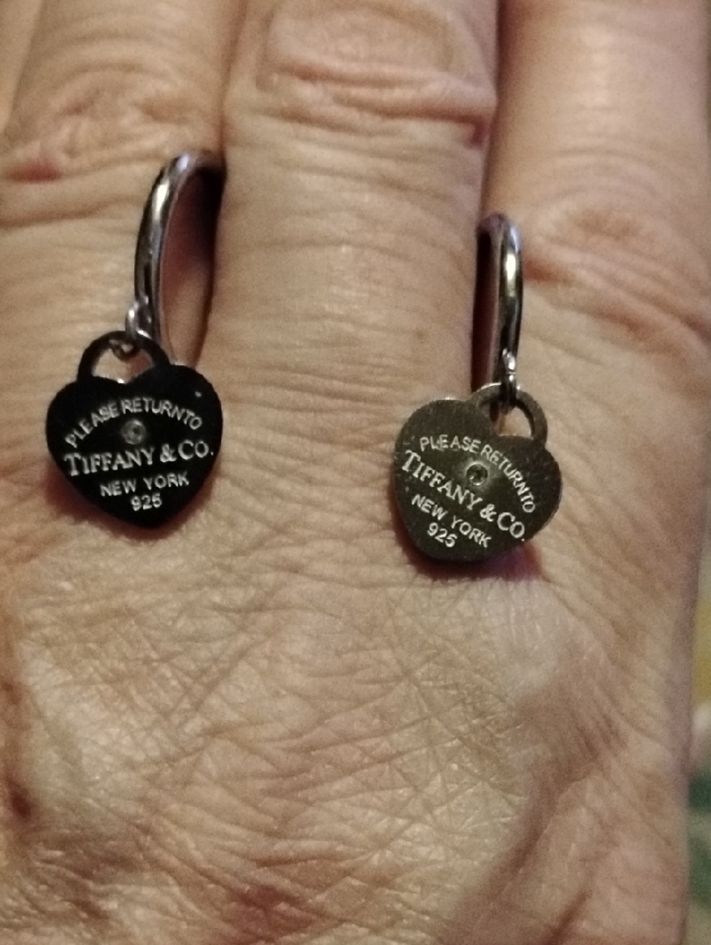 Tiffany & Co. Sterling Silver Heart Tag Hook Earrings - Silver Estate Sale